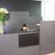 Skärm i receptionen på Spoon